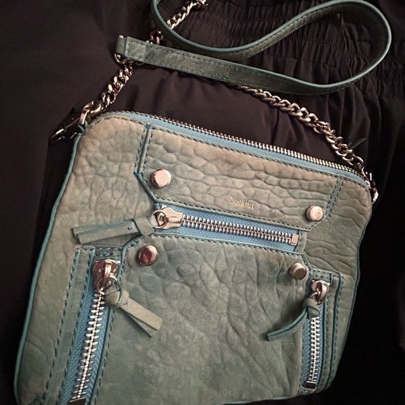 Botkier Blue / Teal Leather Logan Crossbody Bag - Picture 3 of 9